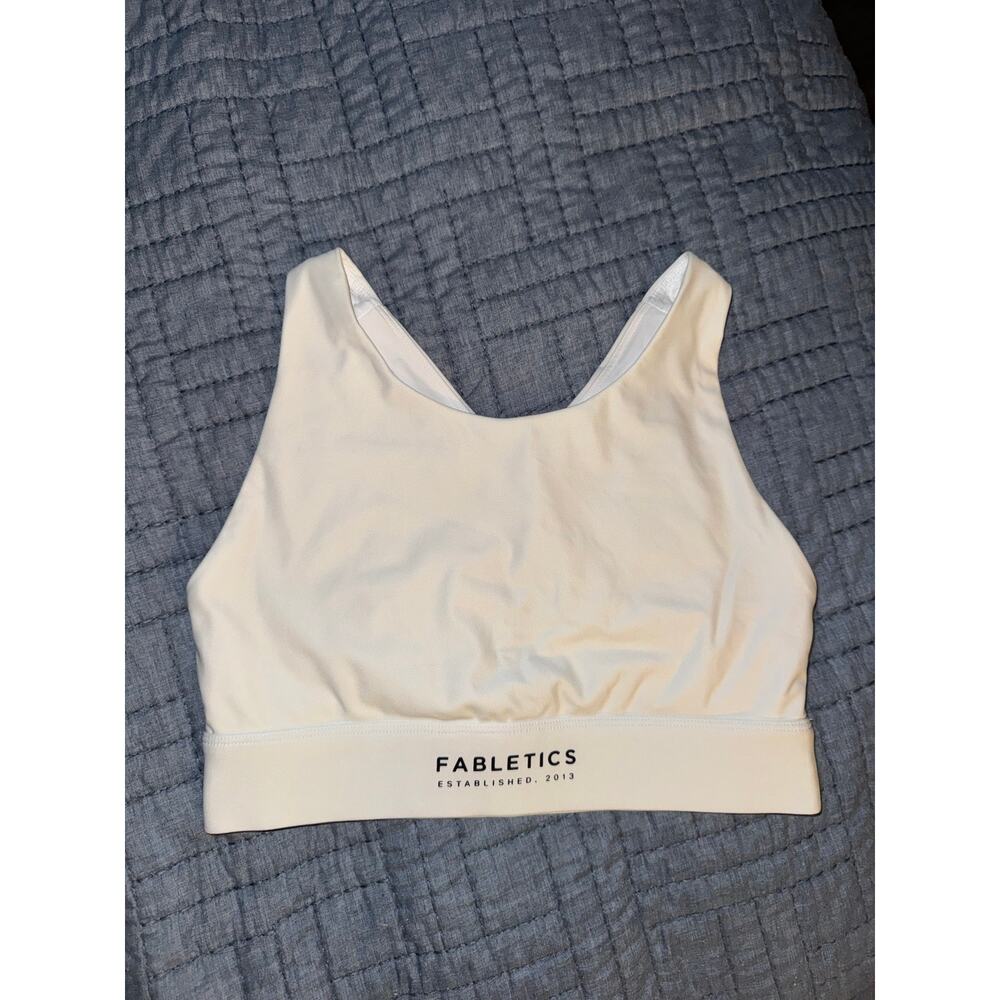 Fabletics No-Bounce High Impact White Racerback Sports Bra Small